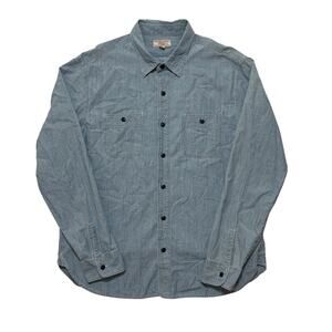 Wallace & Barnes Blue Chambray Long Sleeve Button Down Work Shirt Men’s XL